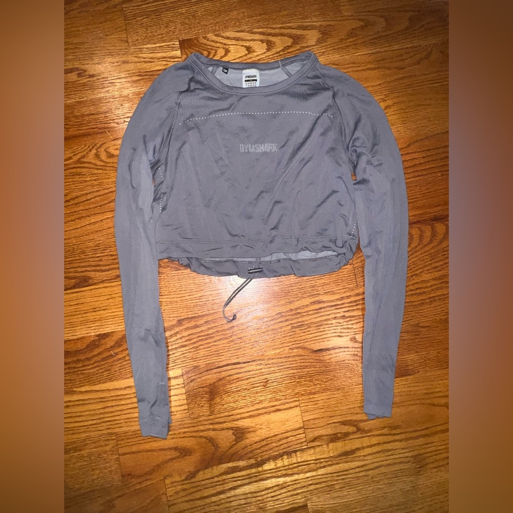 Gymshark Gray Cropped Long Sleeve Hoodie